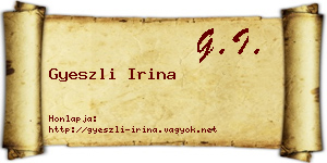 Gyeszli Irina névjegykártya